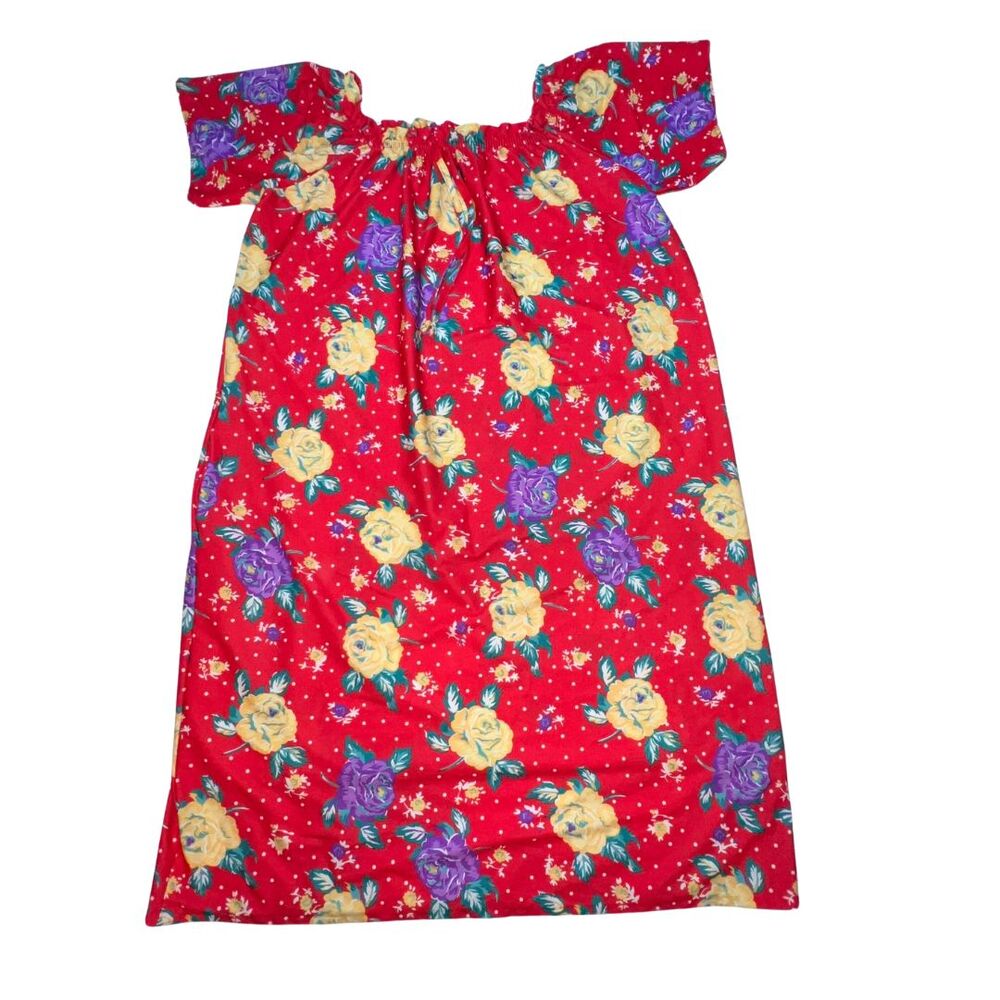 The Coffee Club House Dress Womens 18 Mumu Red Floral Housedress Caftan Kimono